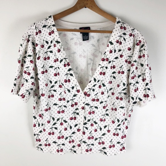 torrid Sweaters - Torrid | cropped cherry cardigan short sleeve Q324
